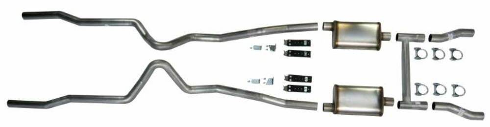 Fits 1955 - 1957 Chevrolet Full Size 2-1/2" dual turbo Exhaust System 63030
