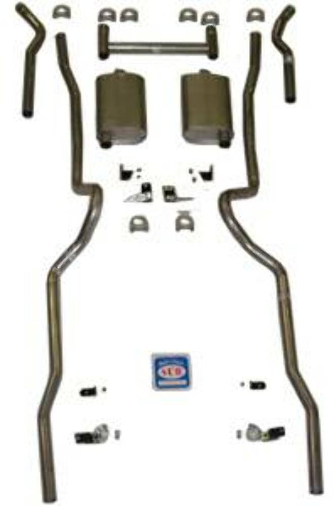 Fits 1955 - 1957 Chevrolet Full Size 2" dual turbo Exhaust System 63032