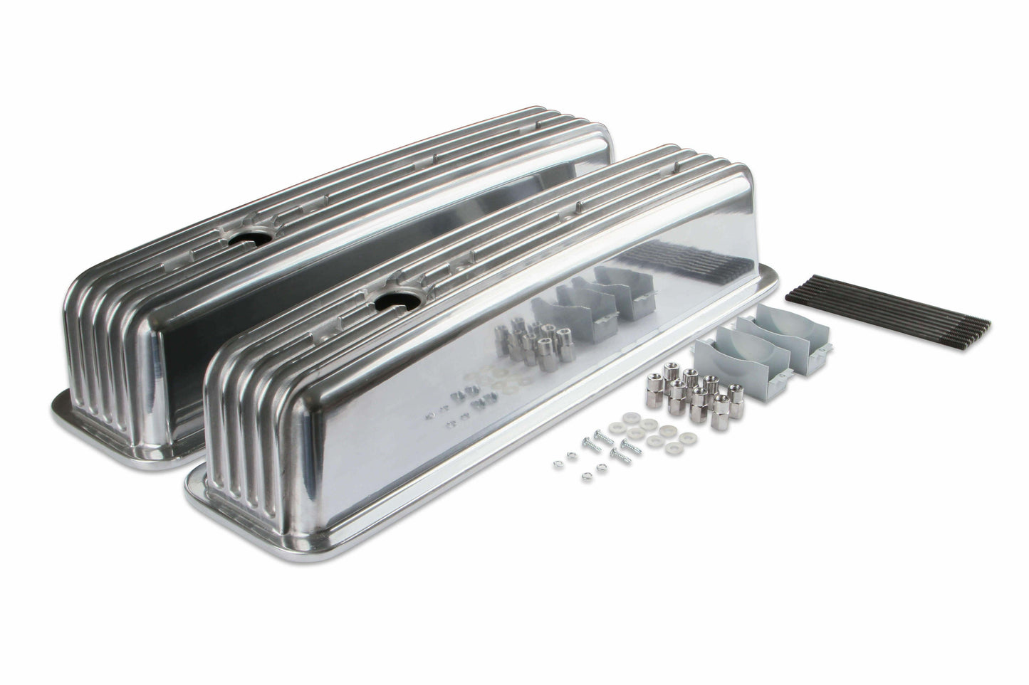 Mr. Gasket Cast Aluminum Ball Milled Center Bolt Valve Covers - Polished - 6856G