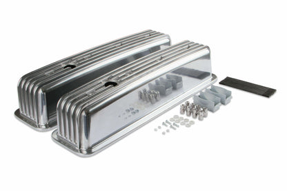 Mr. Gasket Cast Aluminum Ball Milled Center Bolt Valve Covers - Polished - 6856G