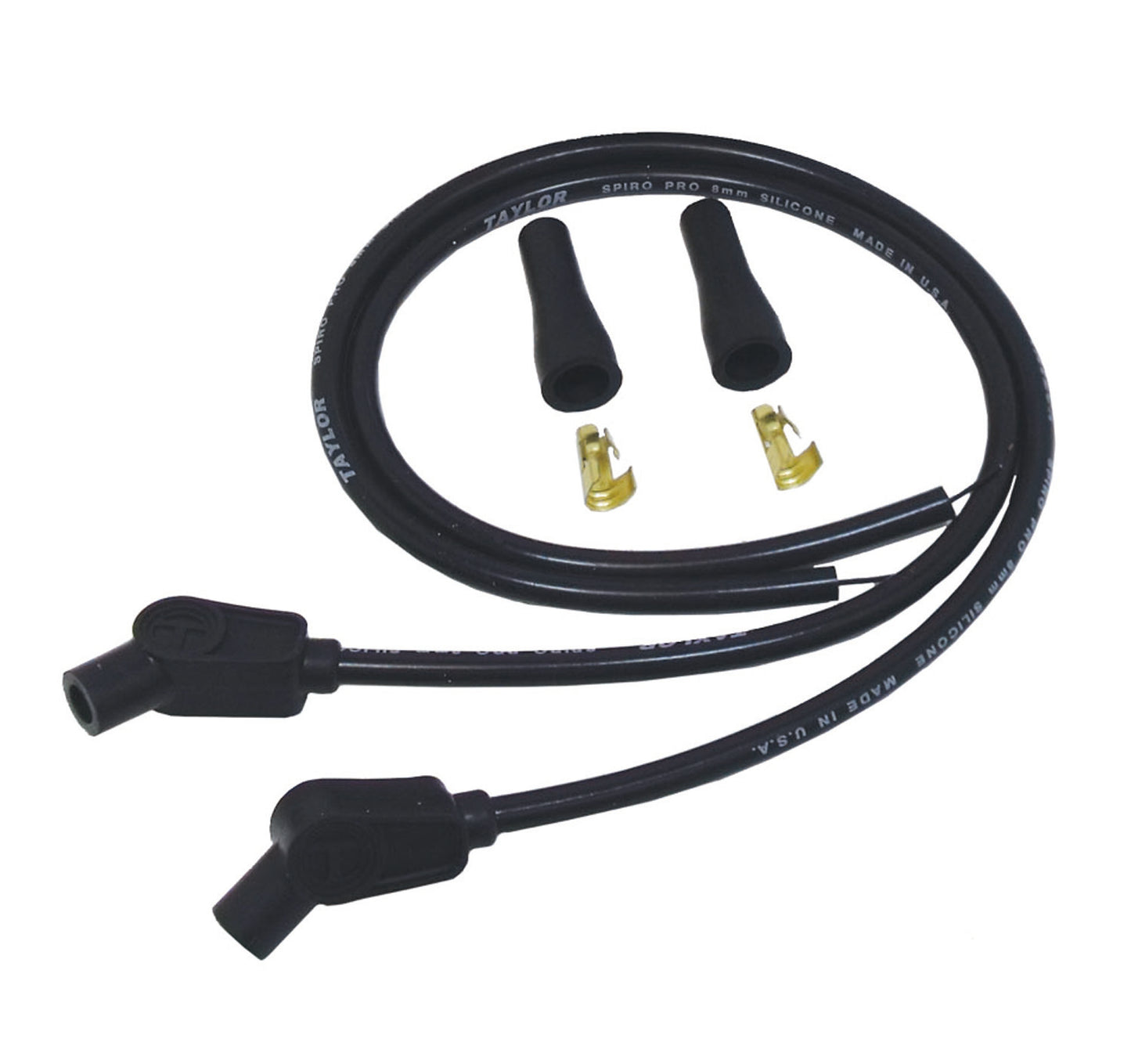 Spark Plug Wire Set Universal 8mm Silicone Spiro Pro 135? 350 ohm/ft Black 10053