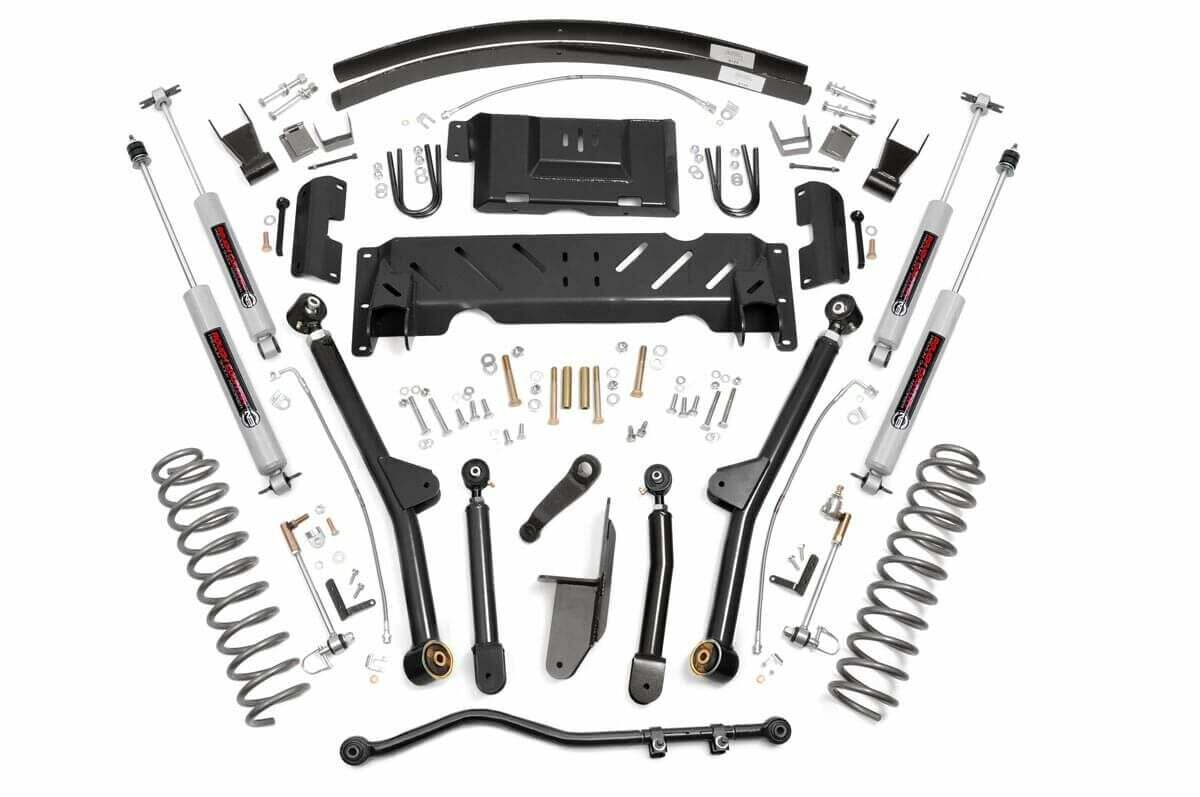 Fits Jeep Cherokee XJ 4WD (84-01) 4.5" Lift Kit; Long Arm; RR AAL; NP231; 68922