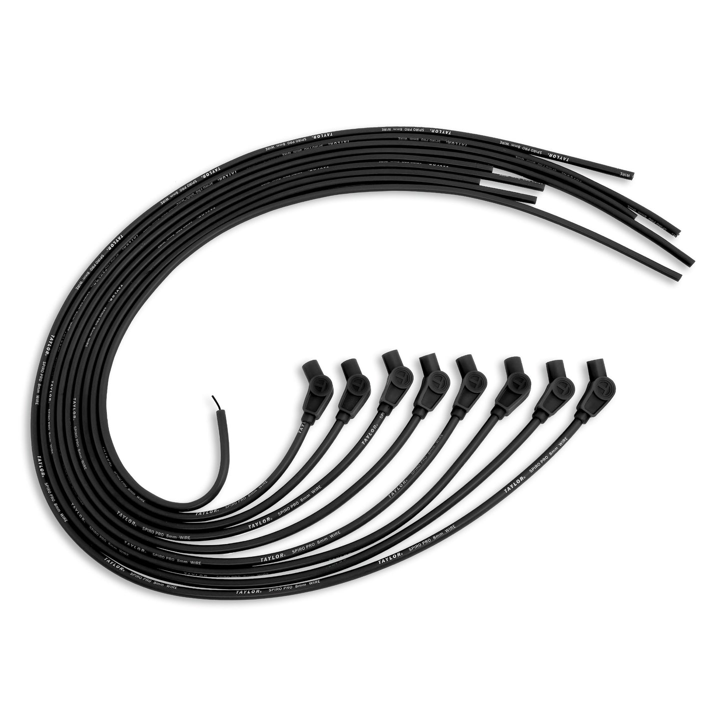 Spark Plug Wire Set Universal 8mm Silicone Spiro Pro 135? 350 ohm/ft Black 73053