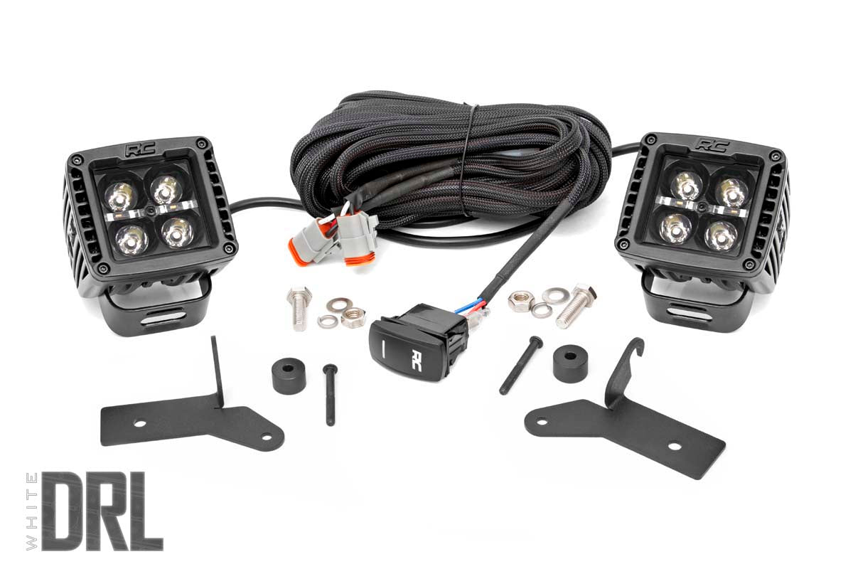 Fits Gladiator JT(18-24) LED Light Hinge Mount 2" Black Pair White DRL 70052DRL