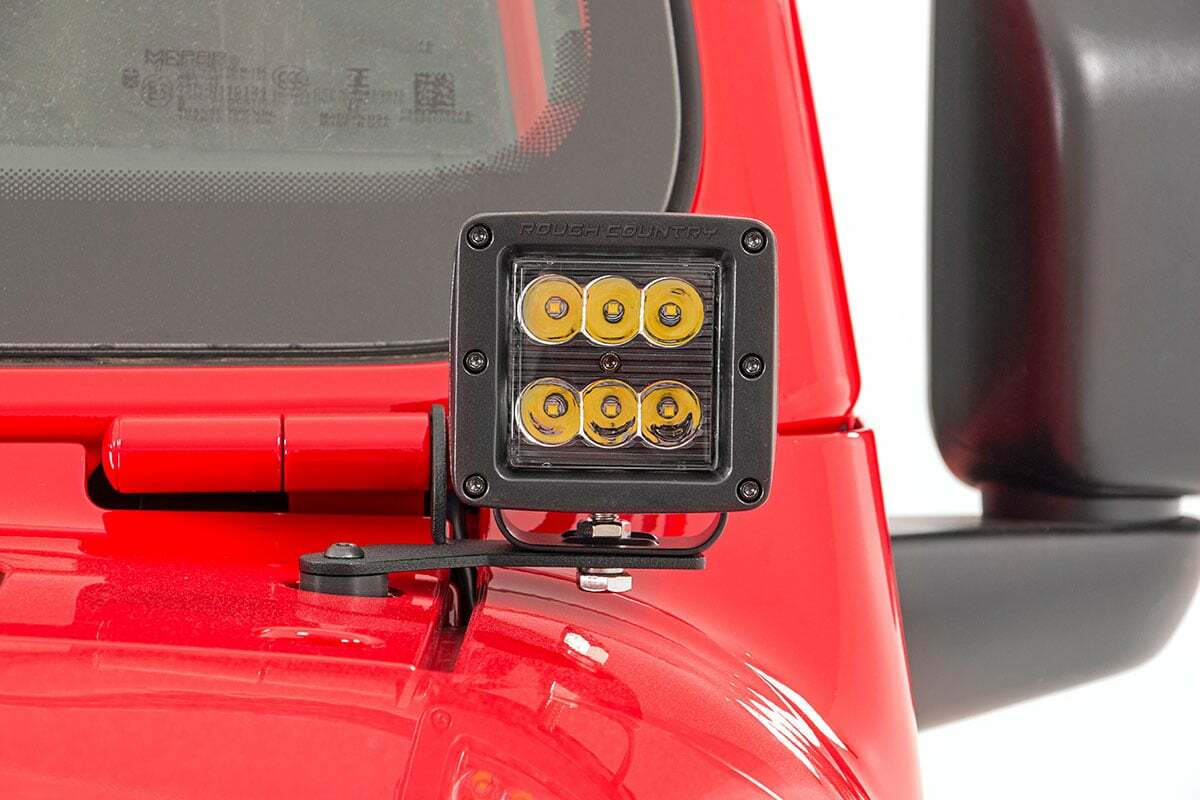 Fits Gladiator JT(18-24) LED Light Hinge Mount 2" Black Pair White DRL 70052DRL