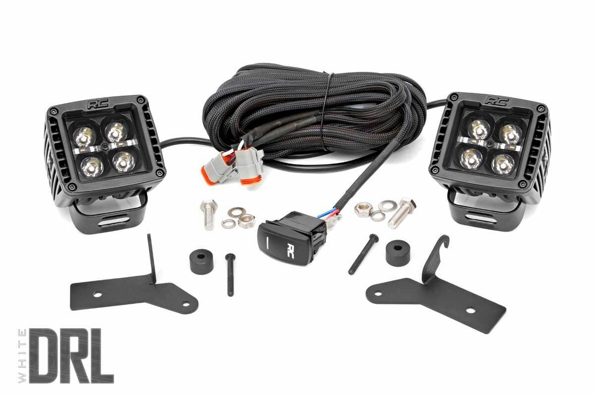 Fits Gladiator JT(18-24) LED Light Hinge Mount 2" Black Pair White DRL 70052DRL