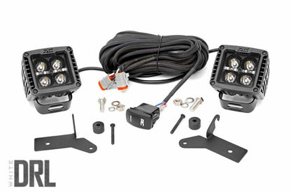 Fits Gladiator JT(18-24) LED Light Hinge Mount 2" Black Pair White DRL 70052DRL