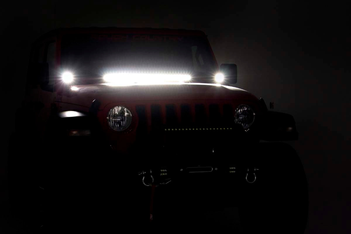 Fits Jeep Gladiator JT(18-24) LED Light Cowl Mount 2" Black Pair Amber DRL 70060
