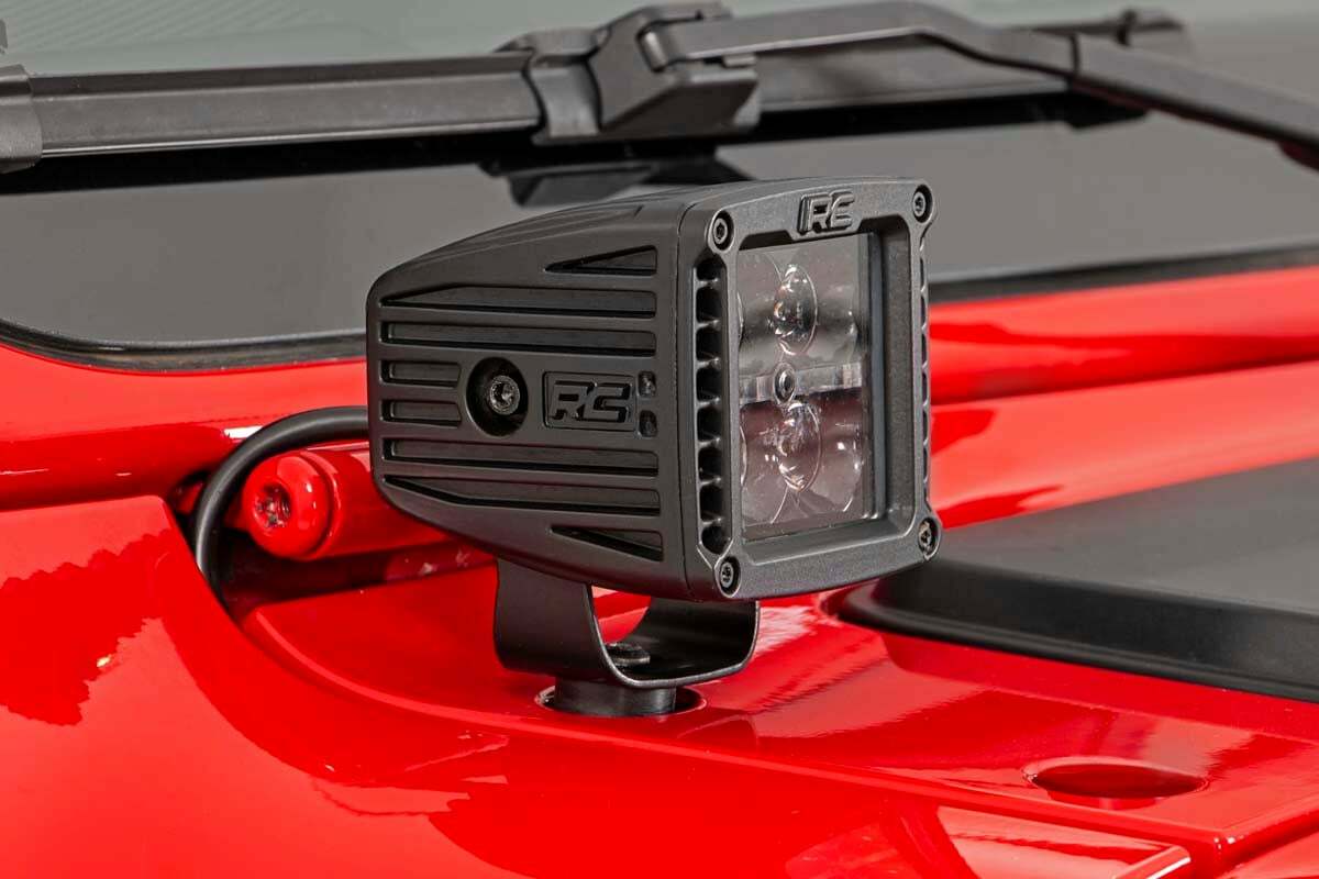 Fits Jeep Gladiator JT(18-24) LED Light Cowl Mount 2" Black Pair White DRL 70061
