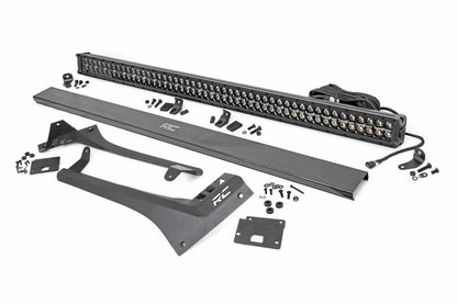 Fits Gladiator JT(18-24) LED Light Windshield 50" BLK Dual Row WHT DRL 70067