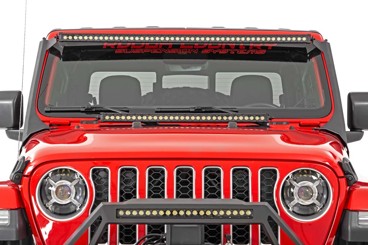 Fits Jeep Gladiator JT(18-24) LED Light Windshield Mount 50" BLK Dual Row 70069