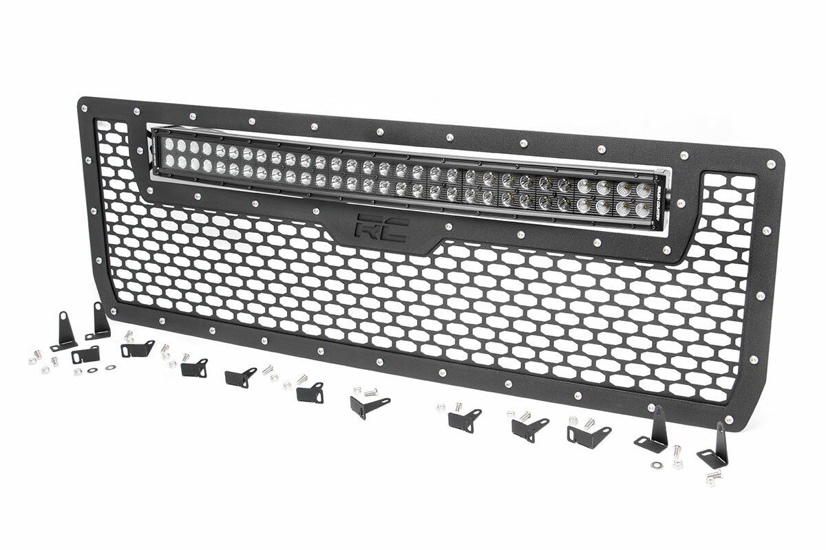 Fits GMC Sierra 1500 2&4WD (2014-2015) Mesh Grille 30" Dual Row LED Black 70190