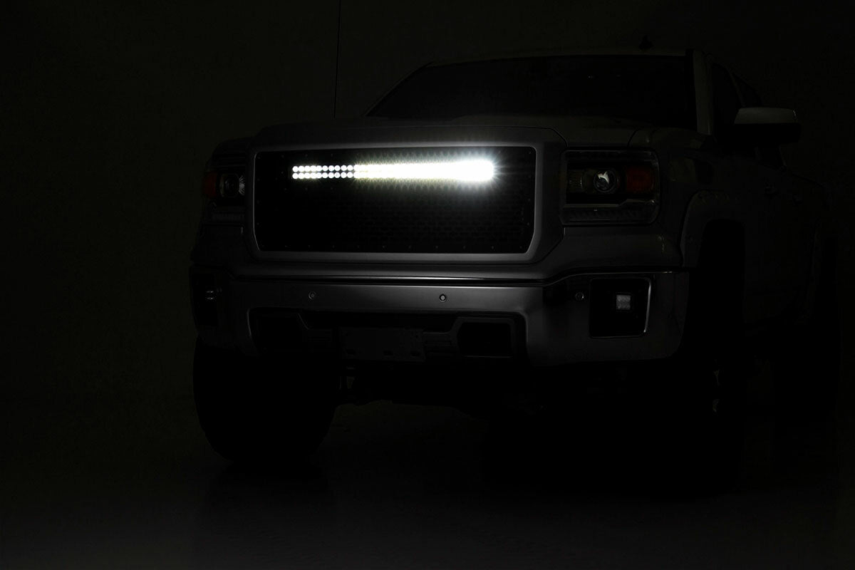 Fits GMC Sierra 1500 2&4WD (2014-2015) Mesh Grille 30" Dual Row LED Black 70190