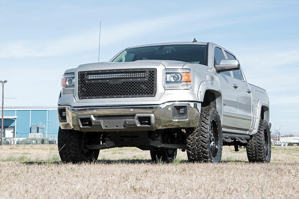Fits GMC Sierra 1500 2&4WD (2014-2015) Mesh Grille 30" Dual Row LED Black 70190