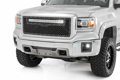 Fits GMC Sierra 1500 2&4WD (2014-2015) Mesh Grille 30" Dual Row LED Black 70190