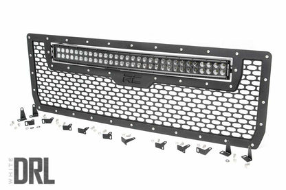 Fits Sierra 1500(14-15) Mesh Grille 30" Dual Row LED Black White DRL 70190DRL