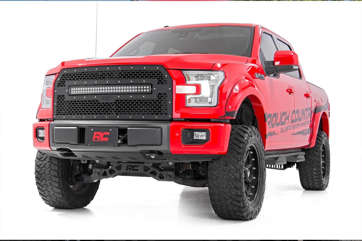 Fits Ford F-150 2WD/4WD (2015-2017) Mesh Grille; 30" Dual Row LED; Black; 70193