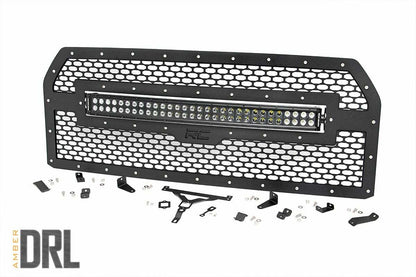 Fits Ford F-150 (15-17) Mesh Grille; 30" Dual Row LED; Black; Amber DRL 70193BDA