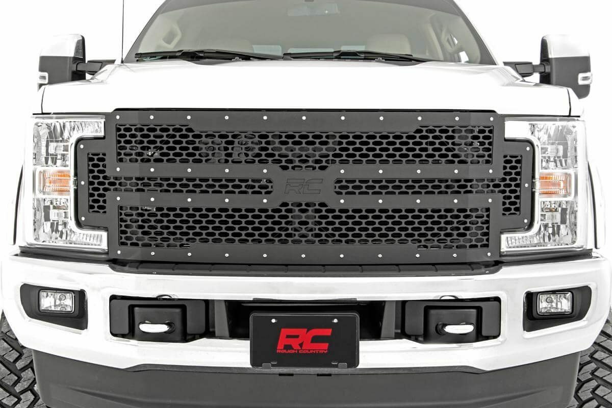 Fits Ford F-250/F-350 Super Duty 2WD/4WD (2017-2019) Mesh Grille; 70213