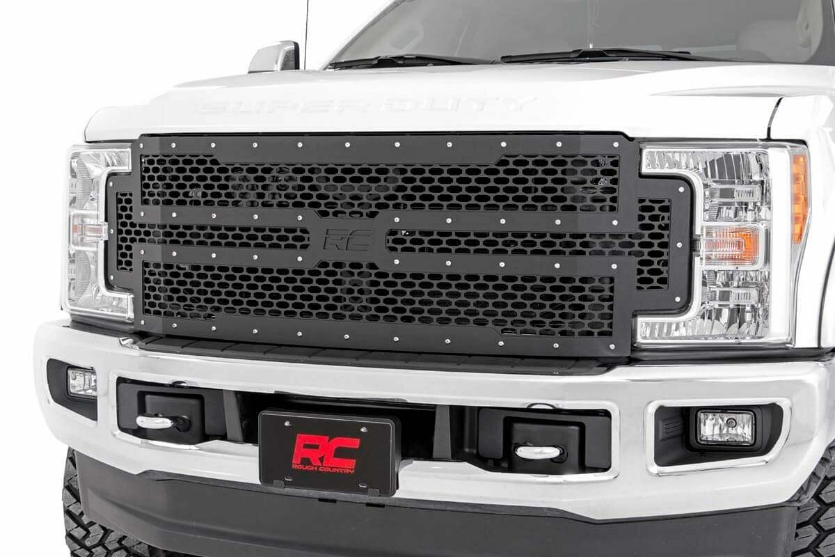 Fits Ford F-250/F-350 Super Duty 2WD/4WD (2017-2019) Mesh Grille; 70213
