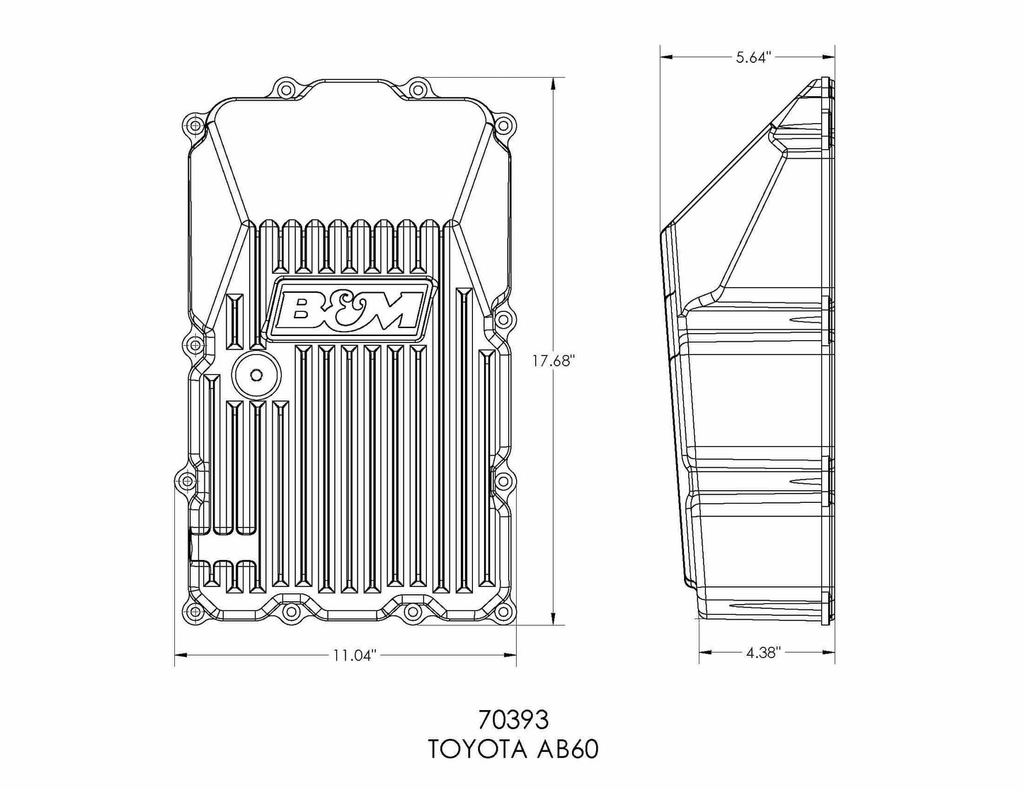 B&M Hi-Tek Deep Trans Pan for Toyota AB60 Transmission - 70393