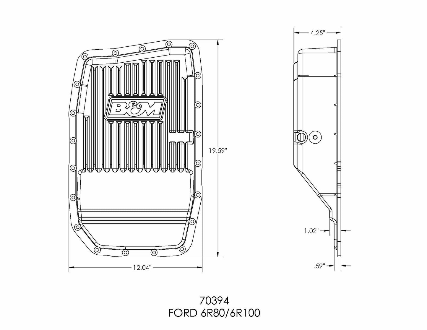 B&M Hi-Tek Deep Trans Pan for Ford 6R80/6R100 Transmissions - 70394