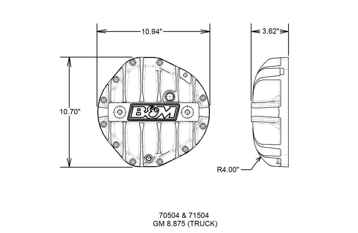 B&M Hi-Tek Aluminum Differential Cover for GM 8.875-inch 12-bolt Truck - 70504