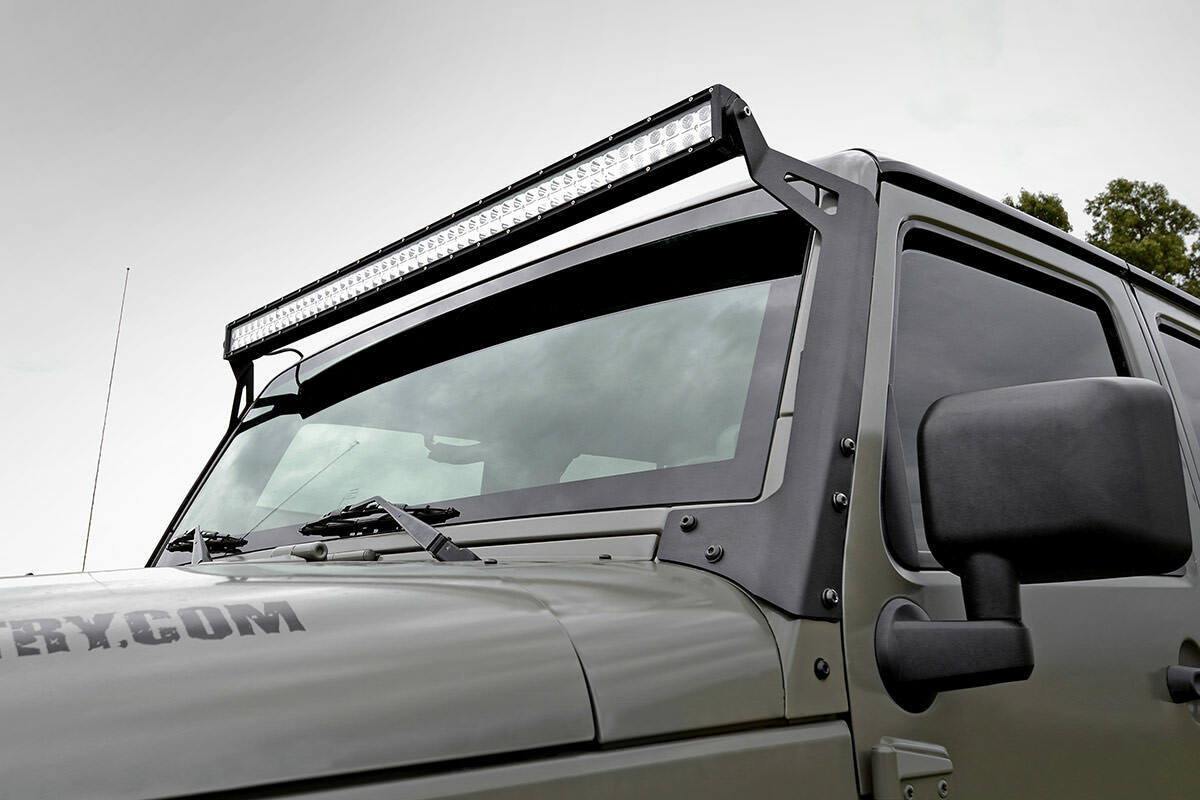Fits Wrangler JK(07-18) LED Light Windshield Mnt 50" Black Dual DRL 70504BLDRL