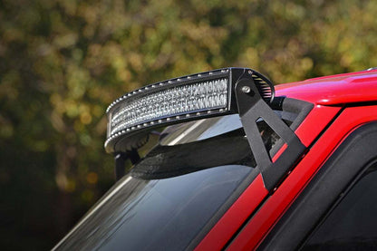 Fits Jeep Cherokee XJ (84-01) LED Light Mount; Upper Windshield 50" Curved 70517