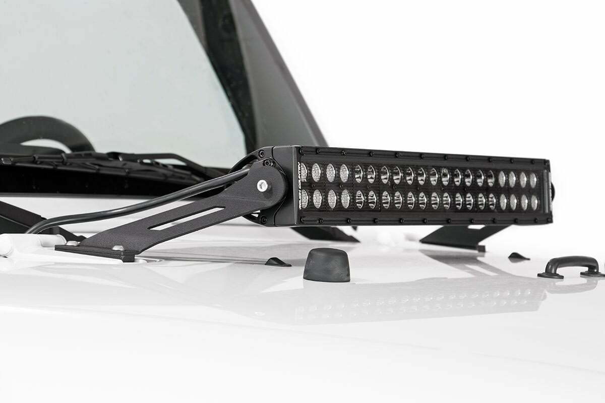 Fits Jeep Wrangler JK (07-18) LED Light Mount; Hood; 20"; 70533