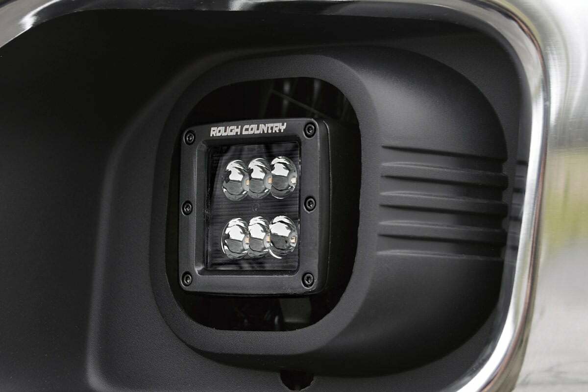 Fits Ford F-250/F-350 SD (11-16) LED Light Kit; Fog Mount; 2" Black Pair; 70622