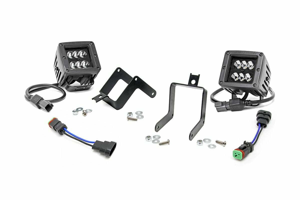 Fits Ford F-250/F-350 SD (11-16) LED Light Kit; Fog Mount; 2" Black Pair; 70622