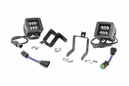 Fits Ford F-250/F-350 SD (11-16) LED Light Kit; Fog Mount; 2" Black Pair; 70622