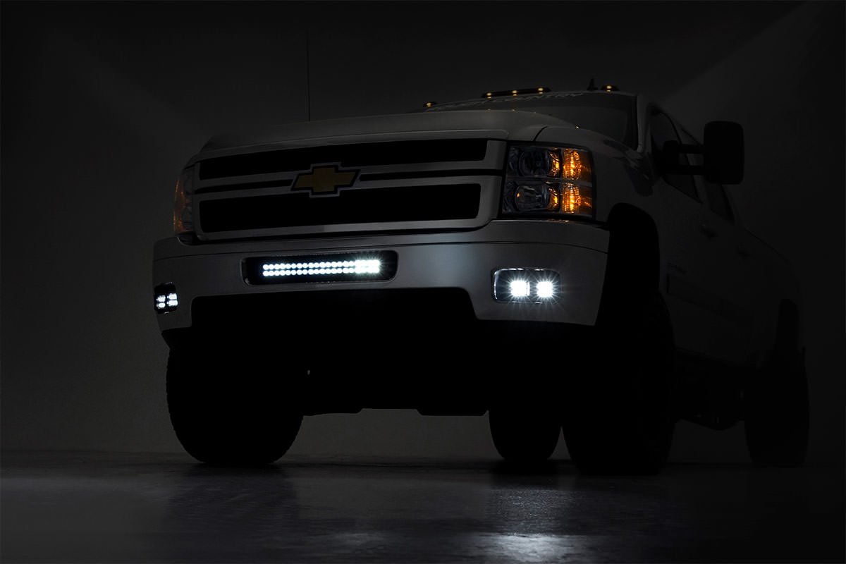 Fits Silverado 2500 HD (11-14) LED Light Fog Mount Dual 2" Black Pair 70628