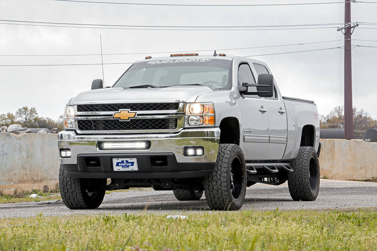 Fits Silverado 2500 HD (11-14) LED Light Fog Mount Dual 2" Black Pair 70628