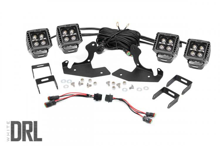 Fits Silverado 2500 HD/3500 HD(11-14) LED Light Fog Mount 2" Black Pair 70628DRL
