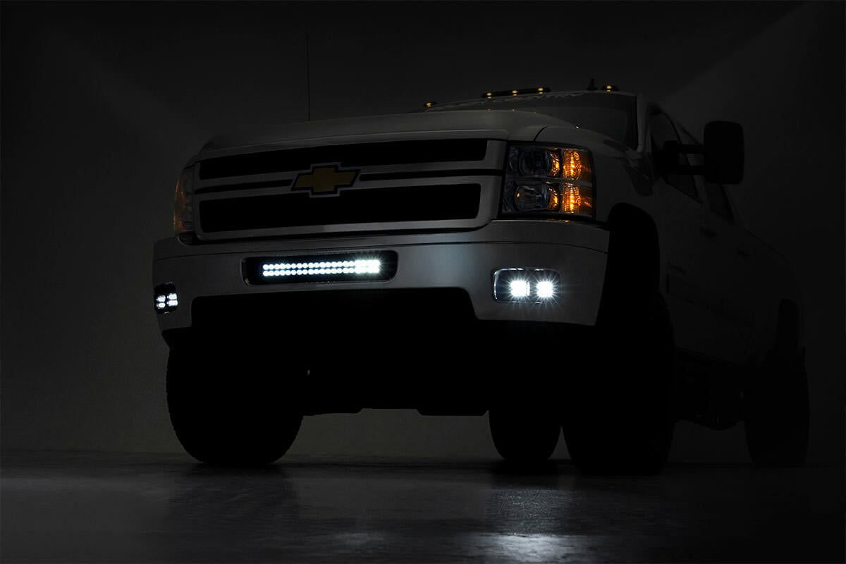 Fits Silverado 2500 HD(11-14) LED Light Fog Mount 2" Black Pair 70628DRLA
