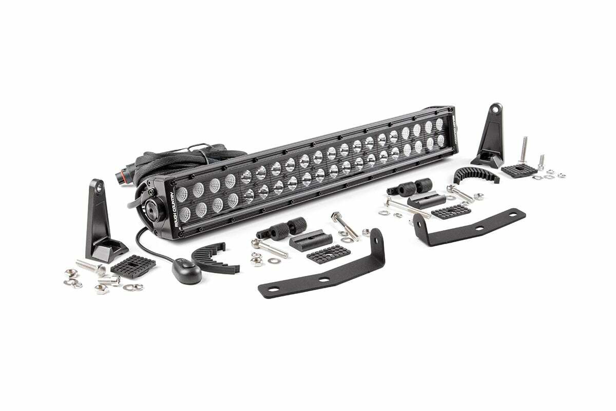 Fits Nissan Titan XD (16-24) LED Light Kit Bumper Mount 20" Black Dual Row 70645