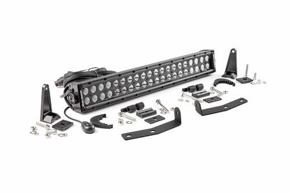 Fits Nissan Titan XD (16-24) LED Light Kit Bumper Mount 20" Black Dual Row 70645