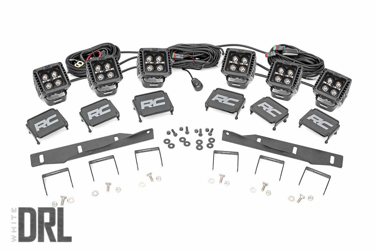 Fits Ford Raptor(17-20) LED Light Fog Mount Triple 2" Black Pair DRL 70700DRL