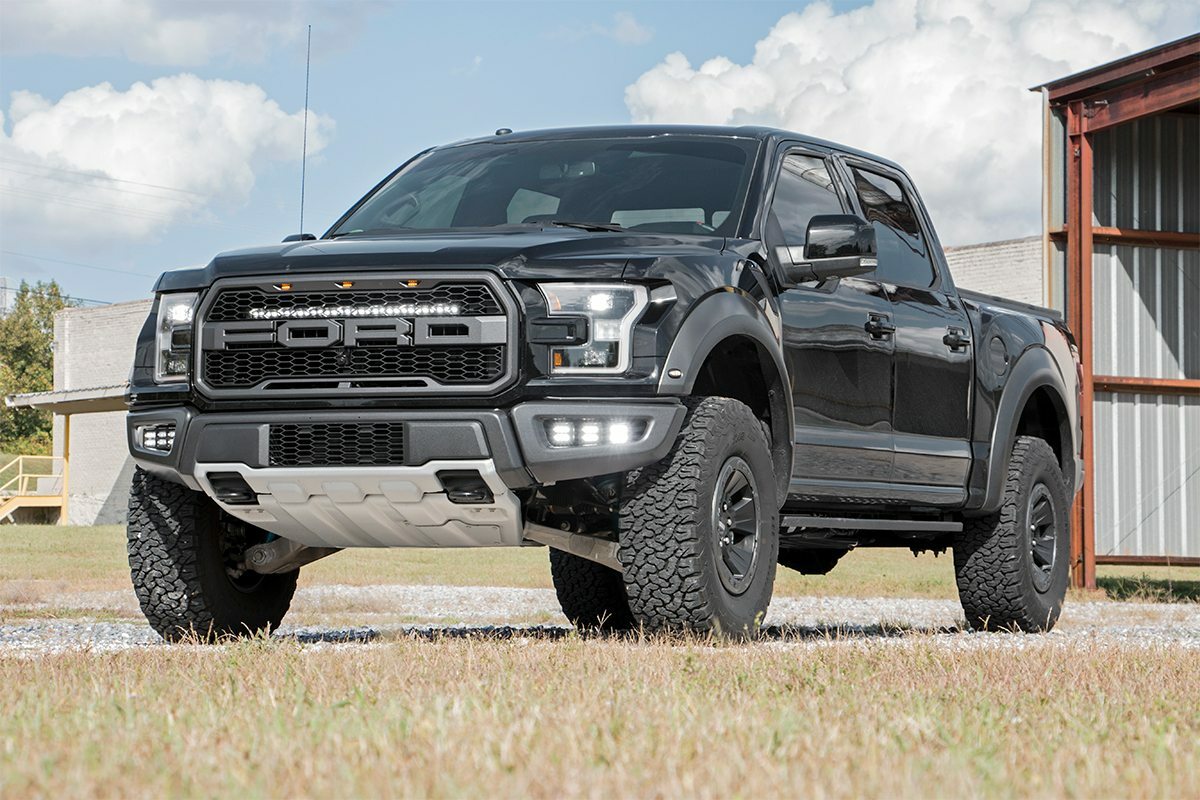 Fits Ford Raptor(17-20) LED Light Fog Mount Triple 2" Black Pair DRL 70700DRL