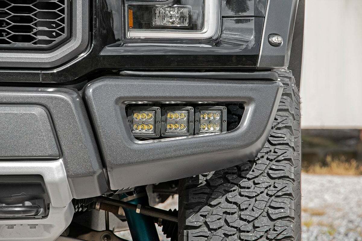 Fits Ford Raptor(17-20) LED Light Fog Mount Triple 2" Black Pair DRL 70700DRL