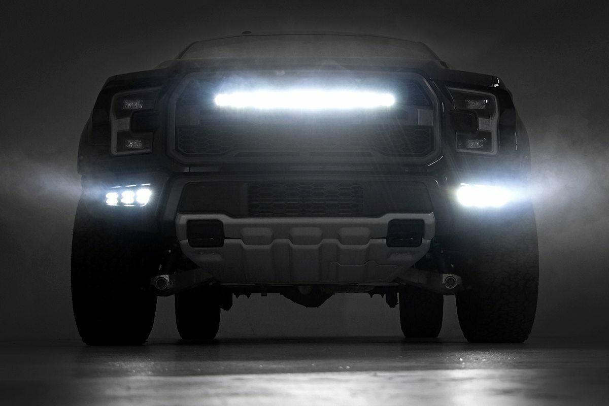 Fits Ford Raptor(17-20) LED Light Grille Mount 30" Black Single DRL 70701BLDRL
