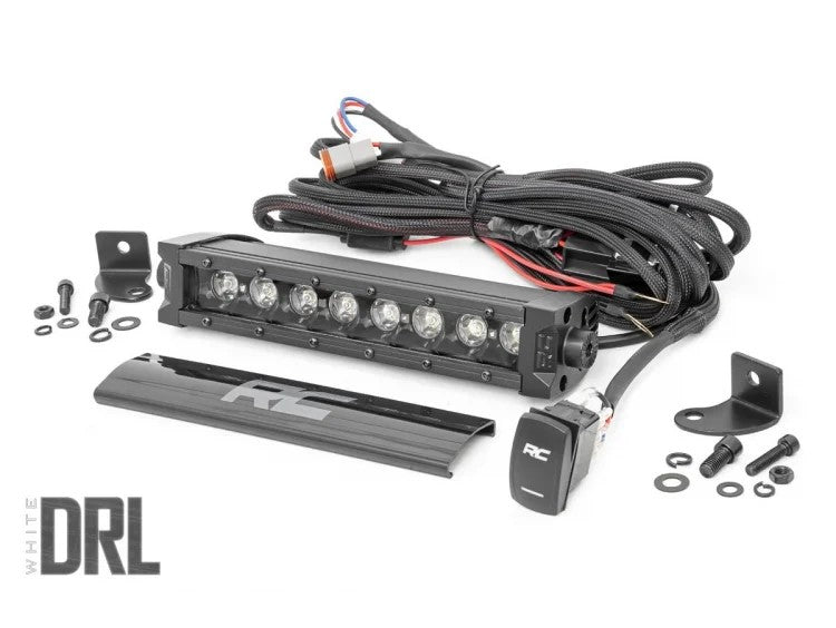 8 Inch Black Series LED Light Bar; Single Row; Cool White DRL 70718BLDRL
