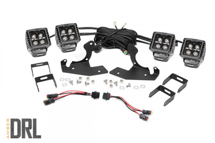 Fits Silverado 1500/2500HD/3500HD LED Light Fog 2" Black Pairs x2 DRL 70762DRLA