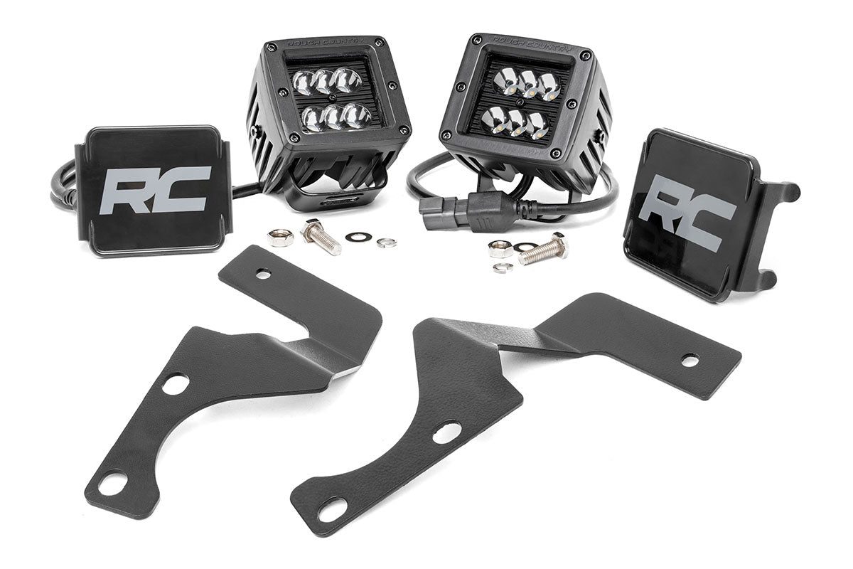 Fits Toyota 4Runner (10-24) LED Light Kit; Ditch Mount; 2" Black Spot Pair 70796