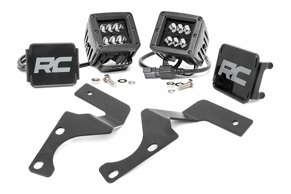 Fits Toyota 4Runner (10-24) LED Light Kit; Ditch Mount; 2" Black Spot Pair 70796