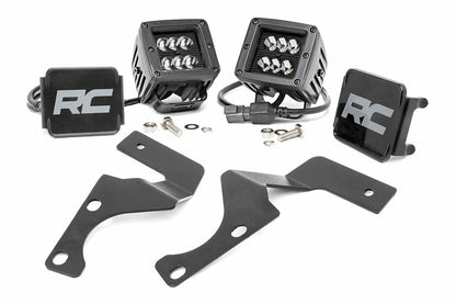 Fits Toyota 4Runner (10-24) LED Light Kit; Ditch Mount; 2" Black Spot Pair 70796