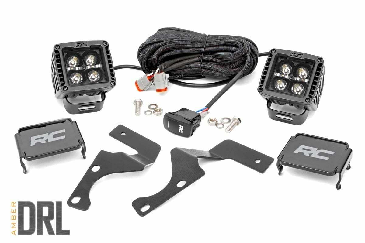 Fits Toyota 4Runner(10-24) LED Light Ditch Mount 2" Black Pair Amber DRL 70798