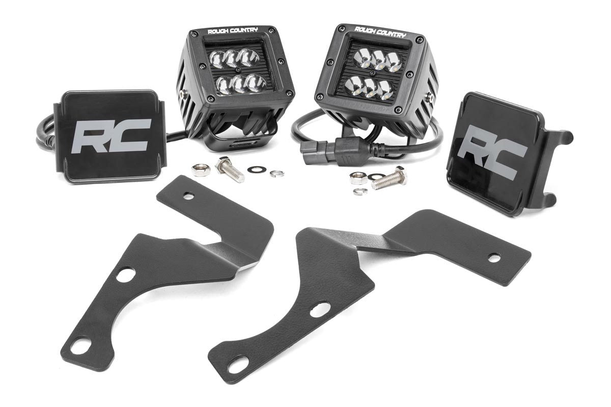 Fits Toyota 4Runner (10-24) LED Light Kit; Ditch Mount; 2" Black Pair; 70799